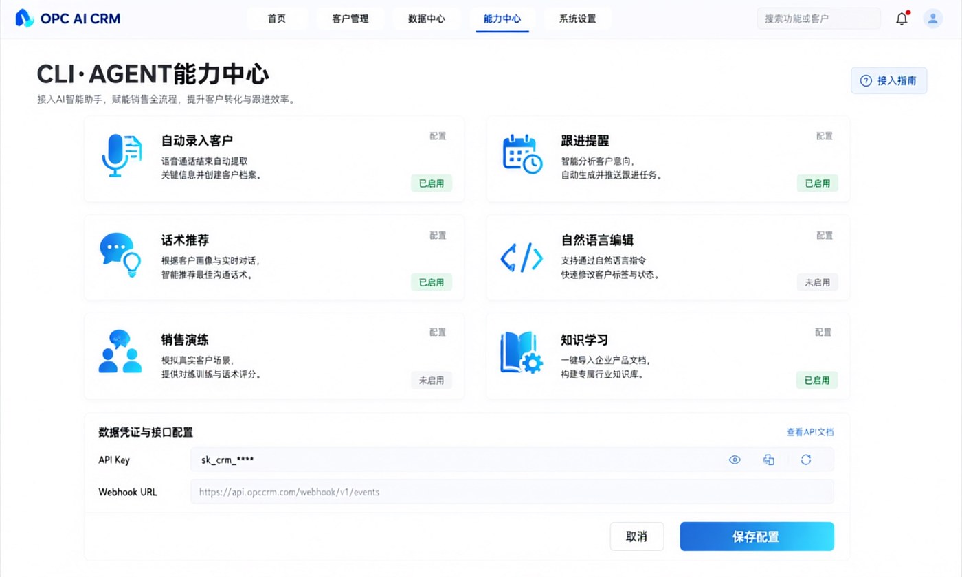 CRM CLI · AGENT 能力中心界面